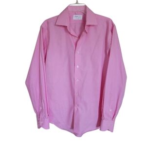 Lorenzo Uomo Cotton Pink Button Down Mens Fashion Shirt 15 1/2 Regular Fit 34/35